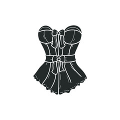 Corset Icon Silhouette Illustration. Female Cloth Vector Graphic Pictogram Symbol Clip Art. Doodle Sketch Black Sign.