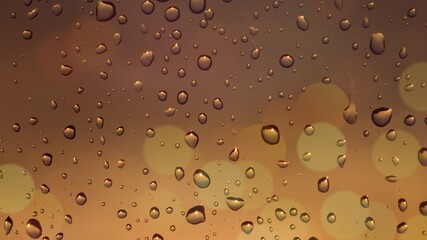 water droplets on a brown background glass