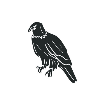 Eagle Icon Silhouette Illustration. Wildlife Animal Vector Graphic Pictogram Symbol Clip Art. Doodle Sketch Black Sign.