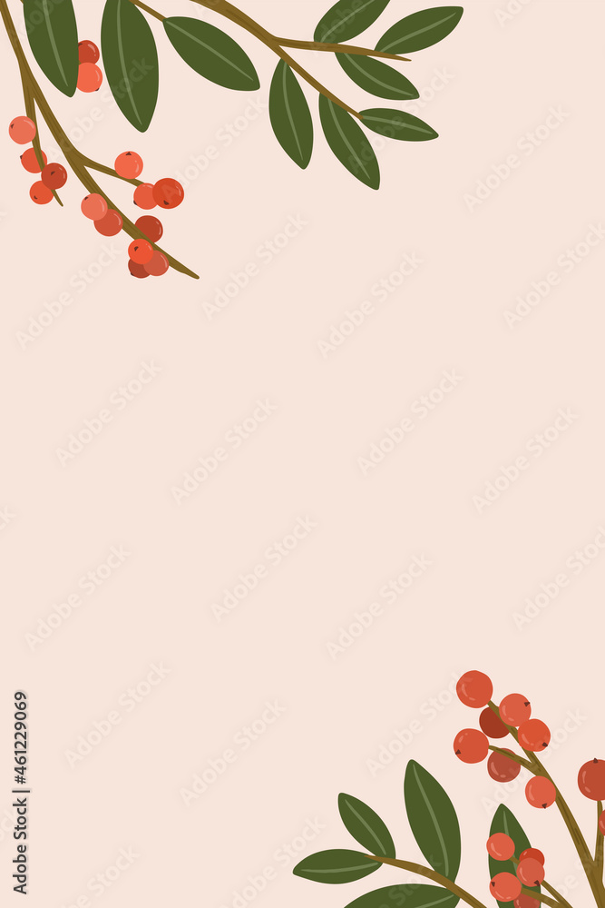 Poster red botanical copy space on a pink background vector