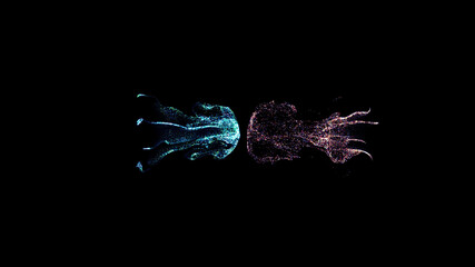 Obraz premium movement of fluids to meet each other. minimalistic abstract background with fluids. 3d rendering