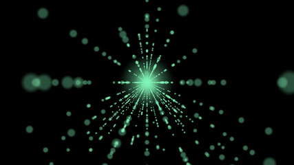 Fototapeta na wymiar neon green rays on a black background. abstract corridor of rays. 3d rendering