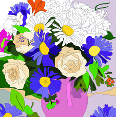 bouquet of flowers for coloring book