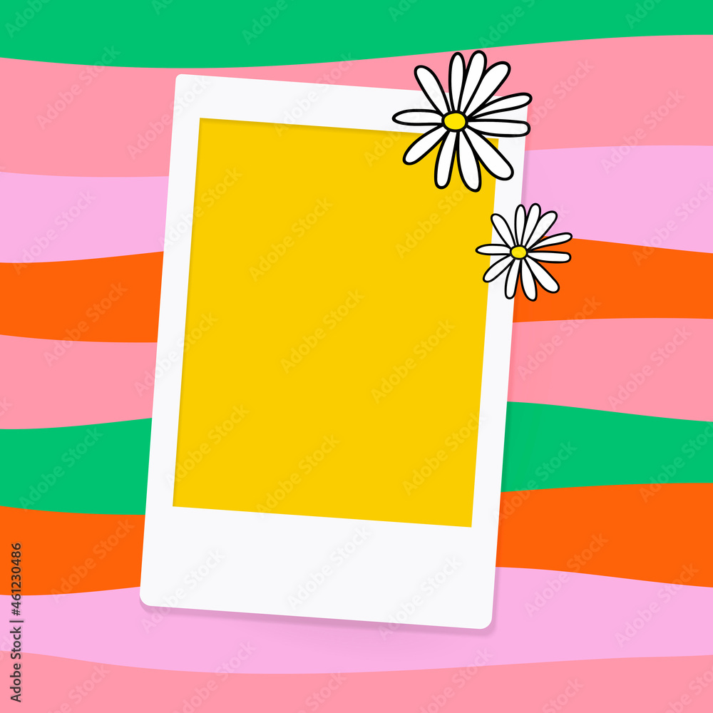 Poster white instant photo frame on colorful background vector