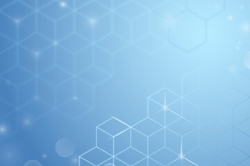 Digital background vector in blue color with cube patterns