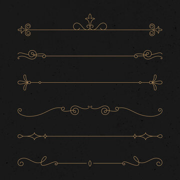 Vintage ornament vector set in luxury gold