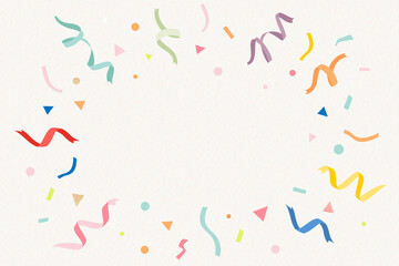 Birthday frame background, colorful ribbons in beige color vector