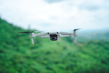 hight technology of helicopter drone for take a photo in aerial top view, flying on sky by remote...