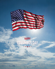 Columbus day card with US flag