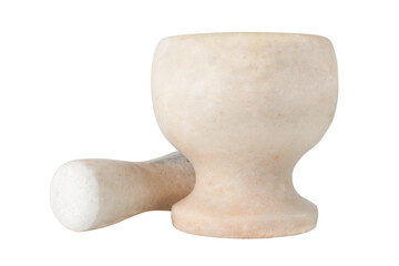 Gray ceramic mortar isolated on white background.