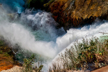 Yellowstone Falls: River, Grand Canyon, National Park, Montana MT