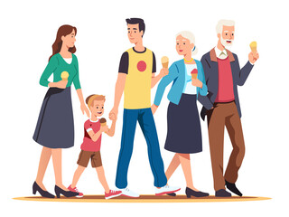 Fototapeta premium Family generations walk together on a weekend