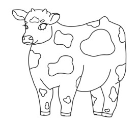 illustration of a cow for coloring book