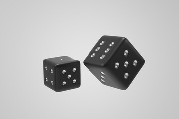 3D rendering Of Black dices on white background.