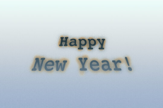 Inscription Happy New Year, illustration with glitter. Happy New Year - minimalist congratulations.