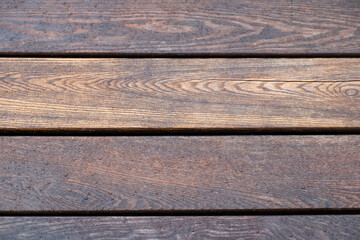 Texture of wood panels with water drops. Background from brown boards.