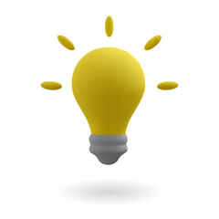 3d light bulb icon. Vector illustration of quick tip or great idea concept.
