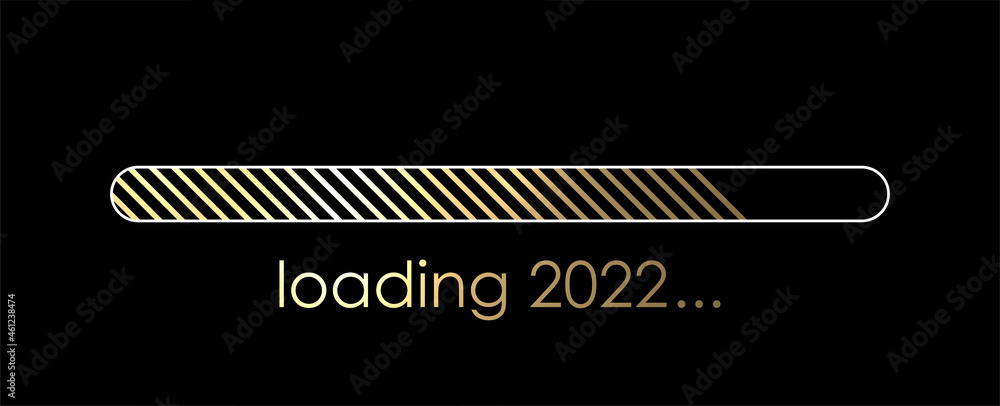 Poster golden progress bar with loading 2022 sign.