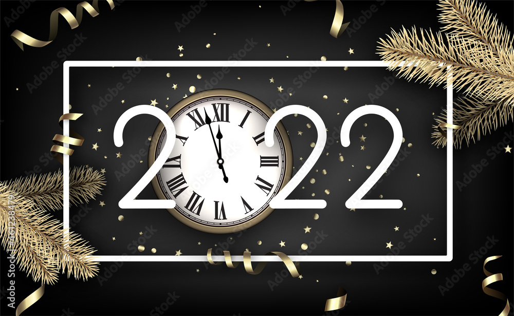 Poster 2022 sign with clock instead of 0.
