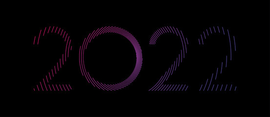 2022 halftone sign with violet spiral lines.