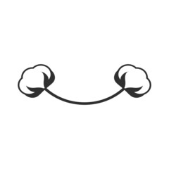 Organic cotton flower logo. Vector label and icon on blank background. Isolated black and white drawing and clipart.