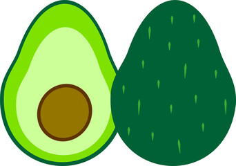 Green avocado on white background in flat style 