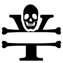 Letter y and skull personalized monogram, name initial clip art