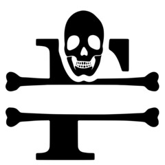Letter f and skull personalized monogram, name initial clip art