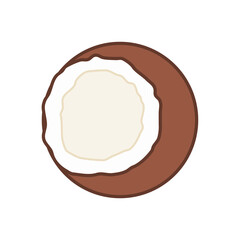 Vector illustration of open slice coconut.