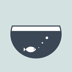 Vector illustration of small fish in aquarium.