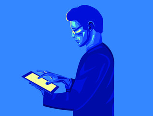 programmer on blue background