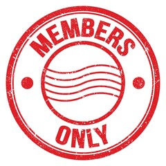 MEMBERS ONLY text on red round postal stamp sign