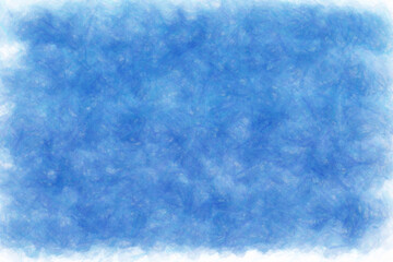 Blue crayon scribble background. Mint pencil strokes on paper.