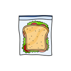 Hand drawn colored sandwich.