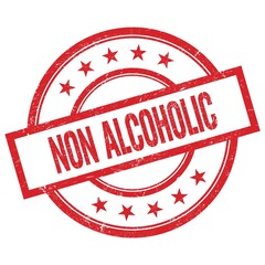 NON ALCOHOLIC text written on red vintage round stamp.