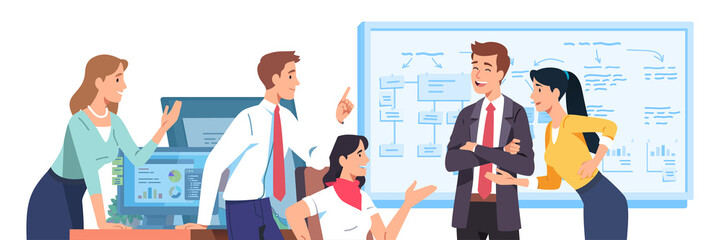 Friendly colleague persons brainstorming talking