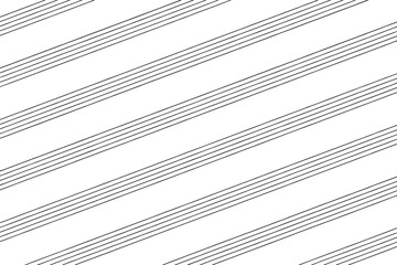 Grunge texture of thin lines of a musical notebook located diagonally. Vector illustration. Overlay template.