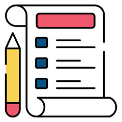 Paper with pencil showcasing agenda list icon