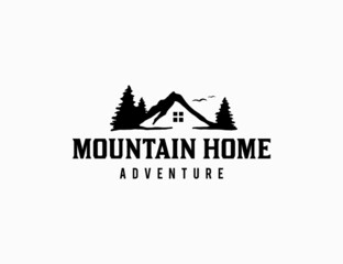 Mountain home with pine Tree logo