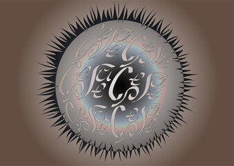 Abstract image of an eye in love with the letters of the name .3d.