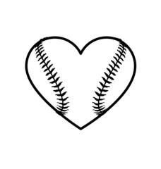 baseball heart shape icon lineart
