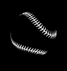 Baseball white stitches only on black background