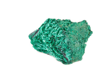 Macro mineral stone plisoviy, plush, satin malachite on a white background