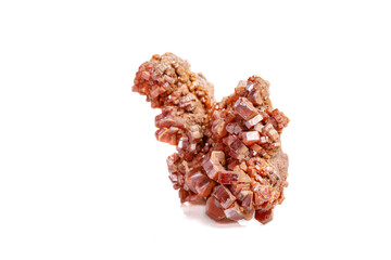 Macro mineral stone Vanadinite on a white background