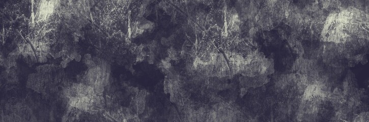 Abstract painting art with dark blue and white grunge texture paint brush for presentation, website background, halloween poster, wall decoration, or t-shirt design.