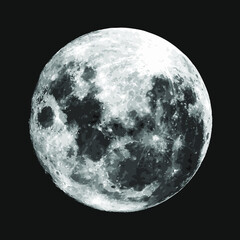 Full moon on a black background