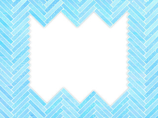 ヘリンボーン背景　ブルー系　変形フレーム