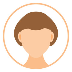 Female faceless avatar flat round icon isolated on white background