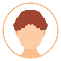 Female faceless avatar flat round icon isolated on white background