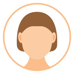 Female faceless avatar flat round icon isolated on white background